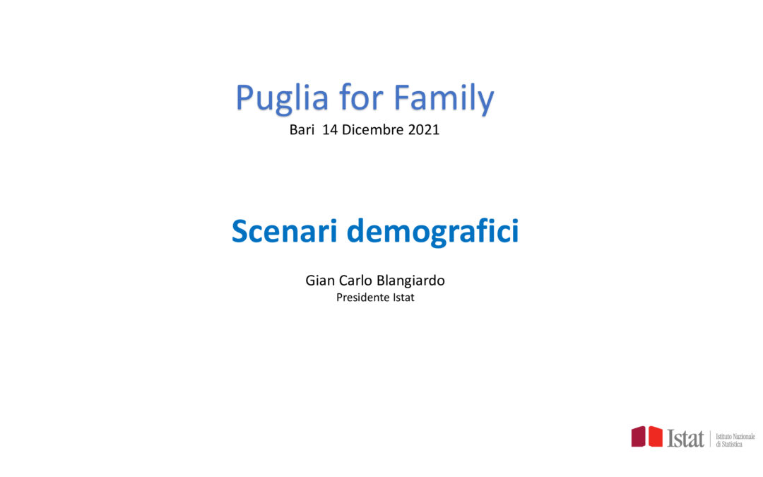 Istat, il quadro demografico per l’Italia e la Puglia del futuro