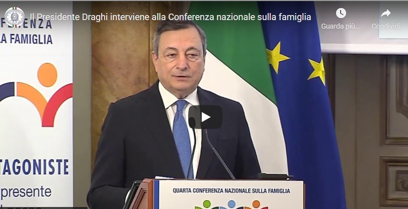 Famiglia, parla Draghi: «Finalmente assegno unico, strumento semplice e equo»